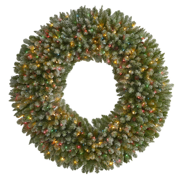 5' Flocked Christmas Wreath W/28