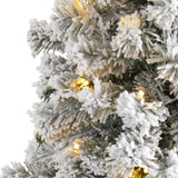 5' Flocked Fir Christmas Tree Pre-Lighted With 320 Tips, PVC And 150 LED