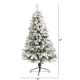 5' Flocked Fir Christmas Tree Pre-Lighted With 320 Tips, PVC And 150 LED