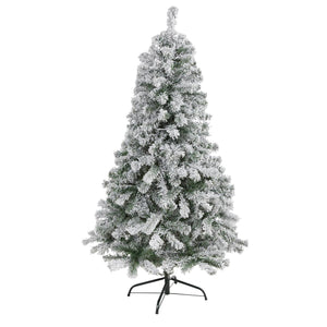 5' Flocked Rock Springs Spruce Christmas Tree With 350 Tips