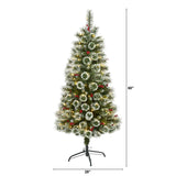 5' Frosted Swiss Pine Christmas Tree Pre-Lighted 200 LED Light And Berries