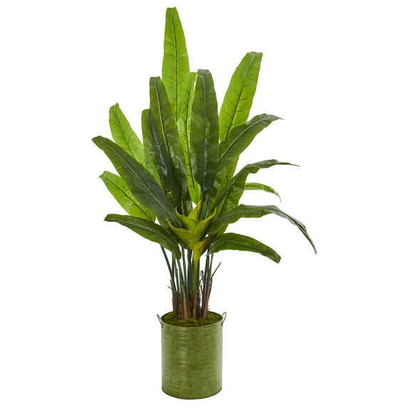 5’ Travelers Palm Artificial Tree In Metal Planter