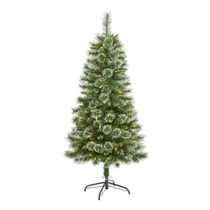 5' Wisconsin Slim Snow Tip Pine Christmas Tree W/150 LEDs