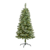 5' Wisconsin Slim Snow Tip Pine Christmas Tree W/150 LEDs