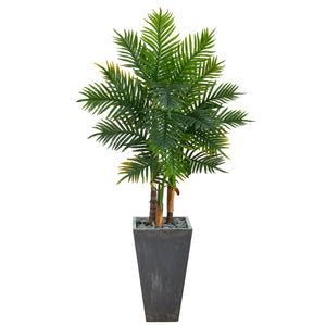 63” Areca Palm Tree In Cement Planter (Real Touch)