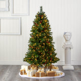 6' Aberdeen Spruce Christmas Tree Pre-Lighted 350 LEDs, Cones And Berries