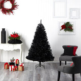 6' Black Christmas Tree Pre-Lighted With 400 Clear LED Lights