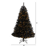 6' Black Christmas Tree Pre-Lighted With 400 Clear LED Lights