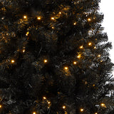 6' Black Christmas Tree Pre-Lighted With 400 Clear LED Lights