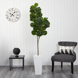 6’ Fiddle Leaf Fig Artificial Tree In Tall White Planter