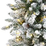 6' Flocked Livingston Fir Christmas Tree W300 LED And Cones