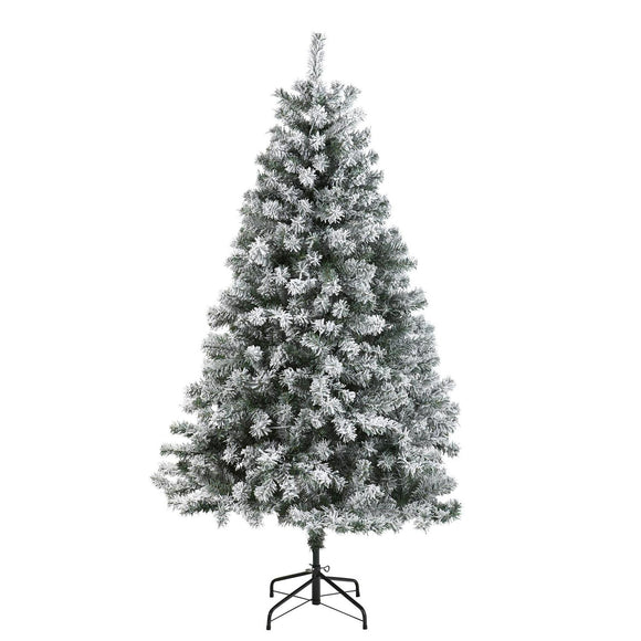 6' Flocked Rock Springs Spruce Christmas Tree With 586 Tips