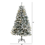 6' Flocked Rock Spruce Christmas Tree W/250 LED And 586 Tips