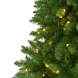 6' Slim Green Mountain Pine Christmas Tree Pre-Lighted With 250 Clear LEDs