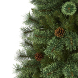 6' White Mountain Pine Christmas Tree Pre-Lighted 300 LEDs And Pine Cones