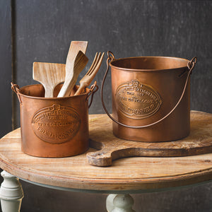 Set of Two Copper Buckets