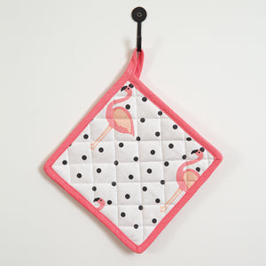 Flamingo Polka Dot Pot Holder Box of 4