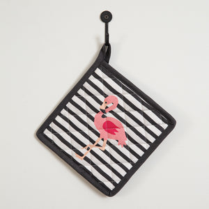 Flamingo Striped Pot Holder  Box of 4