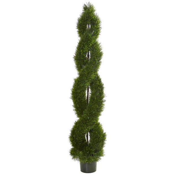 7.5’ Double Pond Cypress Spiral Topiary UV (Indoor/Outdoor)