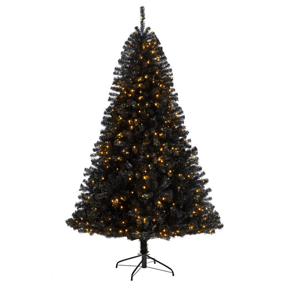 7' Black Christmas Tree W/500 Clear LEDs And 1428 Tips