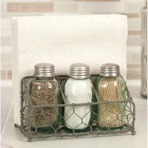 Chicken Wire Salt Pepper and Napkin Caddy