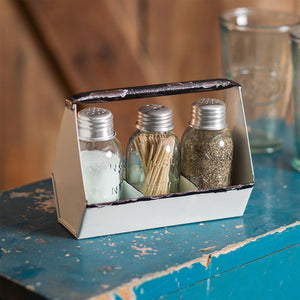 Toolbox Salt Pepper and Toothpick Caddy  White