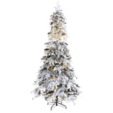 8' Flocked Christmas Tree Pre-Lighted With Pinecones With 500 LED 661 Tips