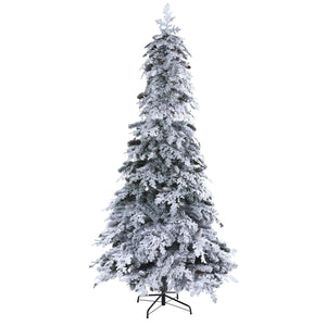 8' Flocked Christmas Tree Pre-Lighted With Pinecones With 500 LED 661 Tips