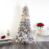 8' Flocked Christmas Tree Pre-Lighted With Pinecones With 500 LED 661 Tips