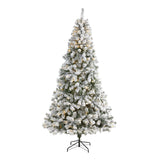 8' Flocked Fir Christmas Tree W/500 LED Lights And 1000 Tips