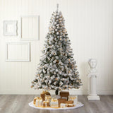 8' Flocked Fir Christmas Tree W/500 LED Lights And 1000 Tips