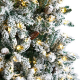 8' Flocked Livingston Fir Christmas Tree Pre-Lighted 500 Clear LED