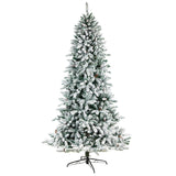 8' Flocked Livingston Fir Christmas Tree Pre-Lighted 500 Clear LED