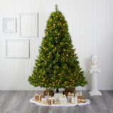 8' Green Scotch Pine Christmas Tree W/600 Clear LED Lights