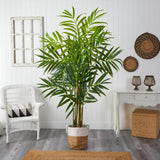 8’ King Palm Tree In Handmade Natural Jute And Cotton Planter