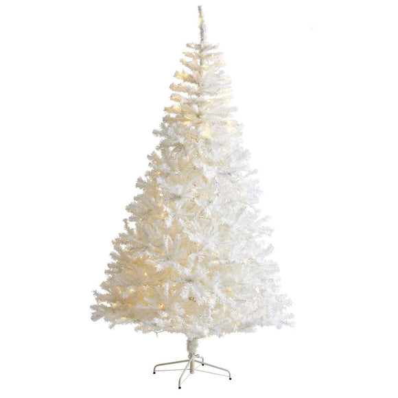 8'' White Artificial Christmas Tree W/450 LED And 1500 Tips