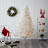 8'' White Artificial Christmas Tree W/450 LED And 1500 Tips