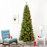 9' Cashmere Slim Xmas Tree W/550 Lights And 1308 Tips