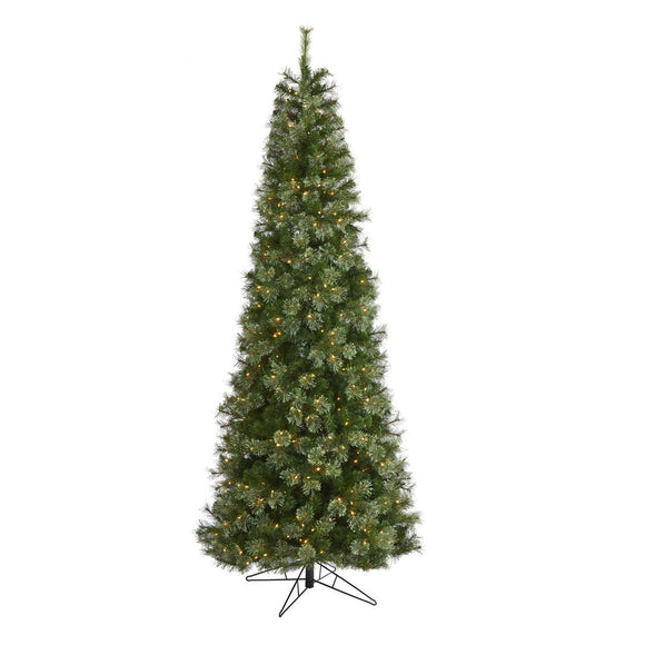 9' Cashmere Slim Xmas Tree W/550 Lights And 1308 Tips