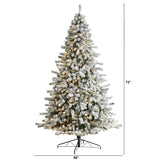 9' Flocked Rock Springs Spruce Christmas Tree Pre-Lighted With 650 LED