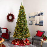 9' White Mountain Pine Christmas Tree Pre-Lighted 650 LEDs And Pine Cones