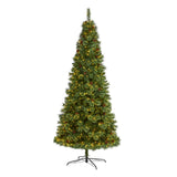 9' White Mountain Pine Christmas Tree Pre-Lighted 650 LEDs And Pine Cones