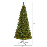 9' White Mountain Pine Christmas Tree Pre-Lighted 650 LEDs And Pine Cones