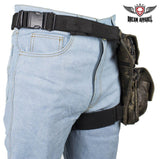 Distressed Brown Leather Multi Pocket Thigh Bags With Gun Pocket