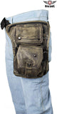 Distressed Brown Leather Multi Pocket Thigh Bags With Gun Pocket