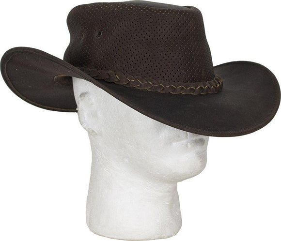 Genuine Brown Leather Gambler Hat