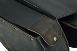 Genuine Distressed Brown Naked Leather Concealed Carry Saddlebag With Flame