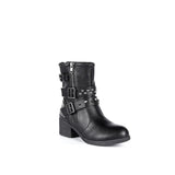 Ladies Zippered Black Multi Studded Buckle Boots By Milwaukee Riders