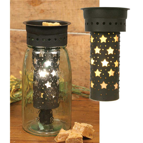 Large Punched Stars Quart Mason Jar Wax Warmer Kit - Box Of 4