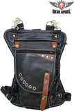 Naked Cowhide Leather Thigh Bag W/ Gun Pocket - Black And Touch Of Brown